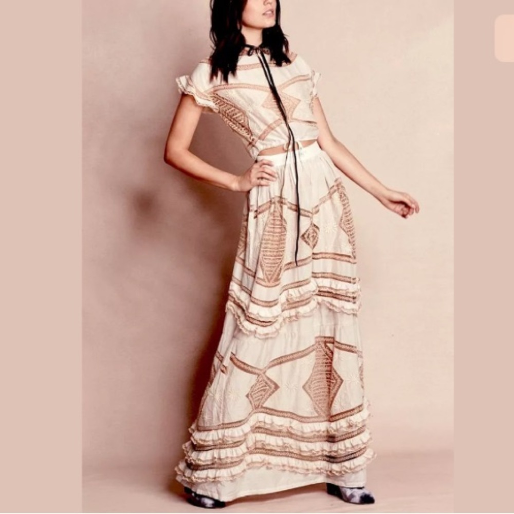 SOLD ✨For Love & Lemons Ivory Ruffle Lace Maxi SET